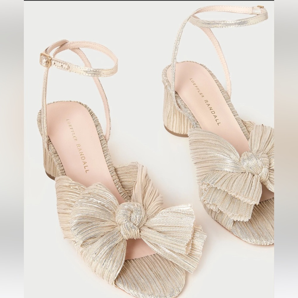 LOEFFLER RANDALL - Dahlia Platinum Pleated Bow Heel